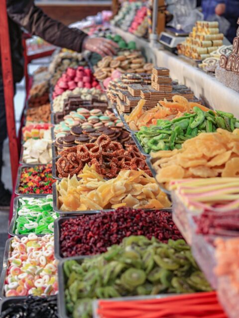 assorted vegetables on display in market